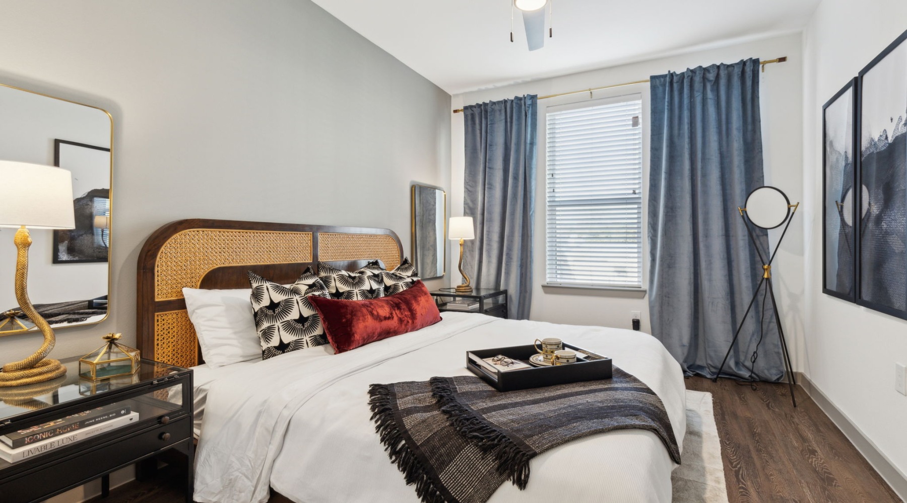 bedroom with bed and large window